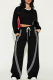 Black Casual Stripe Patchwork O Neck Long Sleeve Two Pieces