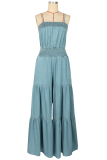Blue Sexy Solid Color Patchwork Spaghetti Strap Loose Jumpsuits