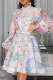 Light Pink Casual Print Buckle With Belt O Neck Printed Dresses