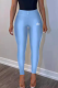 Sky Blue Sexy Letters Patchwork Skinny Mid Waist Conventional Positioning Print Bottoms