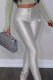Silver Gray Sexy Letters Patchwork Skinny Mid Waist Conventional Positioning Print Bottoms