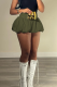 Olive Green Sexy Letters Patchwork Boot Cut High Waist Positioning Print Bottoms
