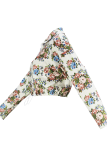 Multicolor Casual Print Zipper Zipper Collar Outerwear