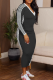 Black Casual Stripe Contrast V Neck Long Dresses