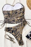 Leopard Print Sexy Leopard Print Draw String Swimwears