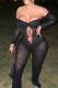 Black Sexy Solid Color Hollow Out Off Shoulder Skinny Jumpsuits