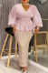 Pink Elegant Solid Color Sequins With Belt V Neck Long Plus Size Dresses
