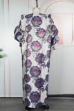 Pink Casual Flowers Embroidered Square Neck Long Dresses