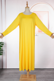 Yellow Casual Print Patchwork Turndown Collar Long Sleeve Two Pieces