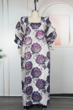 Pink Casual Flowers Embroidered Square Neck Long Dresses