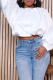 White Casual Solid Color Zipper O Neck Outerwear