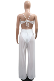 Deep Coffee Sexy Solid Color Hollow Out Spaghetti Strap Loose Jumpsuits