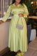 Green Celebrities Solid Color Pleated Turndown Collar Long Sleeve Two Pieces
