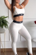 White Casual Sportswear Letters Contrast Spaghetti Strap Sleeveless Two Pieces