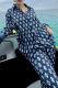 Blue Casual Print Buckle Turndown Collar Long Sleeve Two Pieces