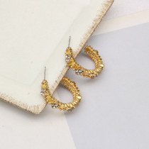 Gold Daily Rhinestone Decor Earrings
