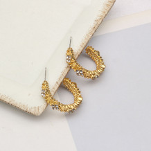 Gold Daily Rhinestone Decor Earrings