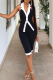 Black Sexy Buckle Contrast Turndown Collar Sleeveless Two Pieces