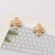 Gold Daily Four Leaf Clover Rhinestone Decor Earrings