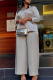 Grey Casual Solid Color Buckle Shirt Collar Long Sleeve Two Pieces