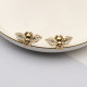 Gold Retro Vintage Distressed Bee Earrings
