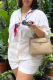 White Casual Solid Color Buckle Turndown Collar Short Sleeve Two Pieces