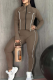 Brown Daily Letters Zipper Zipper Collar Long Sleeve Three Pieces