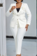 White Casual Solid Color With Belt Flower Shape Deep V Neck Long Sleeve Two Pieces