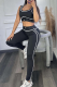 Black Casual Sportswear Letters Contrast U Neck Sleeveless Two Pieces