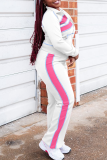 Red Casual Zipper Contrast Zipper Collar Long Sleeve Two Pieces