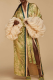 Apricot Casual Vacation Print Strap Design Cardigan Collar Outerwear