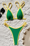 Yellow Sexy Contrast Swimwears