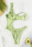 Green Sexy Print Hollow Out Swimwears