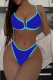 Blue Sexy Solid Color Contrast Swimwears