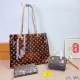 Brown Daily Letters Patchwork Bags