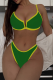 Green Yellow Sexy Solid Color Contrast Swimwears