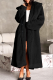Black Daily Solid Color Patchwork Turndown Collar Outerwear