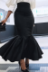 Black Elegant Solid Color Zipper Speaker Patchwork Bottoms