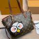 Brown Daily Letters Patchwork Bags