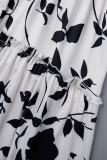 Orange Casual Daily Floral Bandage Patchwork Printing Stringy Selvedge Smocking V Neck Half Sleeve Two Pieces