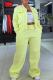 Fluorescent Green Casual Solid Color Zipper Zipper Collar Long Sleeve Two Pieces