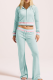 Light Blue Casual Stripe Zipper Hooded Long Sleeve Two Pieces