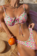 Rose Pink Sexy Print Strap Design Swimwears
