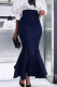 Blue Elegant Solid Color Zipper Speaker Patchwork Bottoms