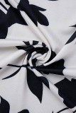 Orange Casual Daily Floral Bandage Patchwork Printing Stringy Selvedge Smocking V Neck Half Sleeve Two Pieces