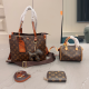 Brown Daily Letters Patchwork Bags