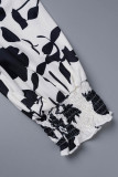 Orange Casual Daily Floral Bandage Patchwork Printing Stringy Selvedge Smocking V Neck Half Sleeve Two Pieces
