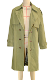 Army Green Casual Solid Color Buckle Turndown Collar Outerwear