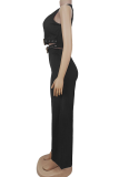 Burgundy Sexy Solid Color With Belt V Neck Sleeveless Two Pieces