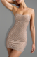 Apricot Sexy Solid Color Backless Hot Drill Halter Wrapped Skirt Dresses